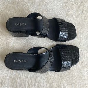 Topshop black croc sandals